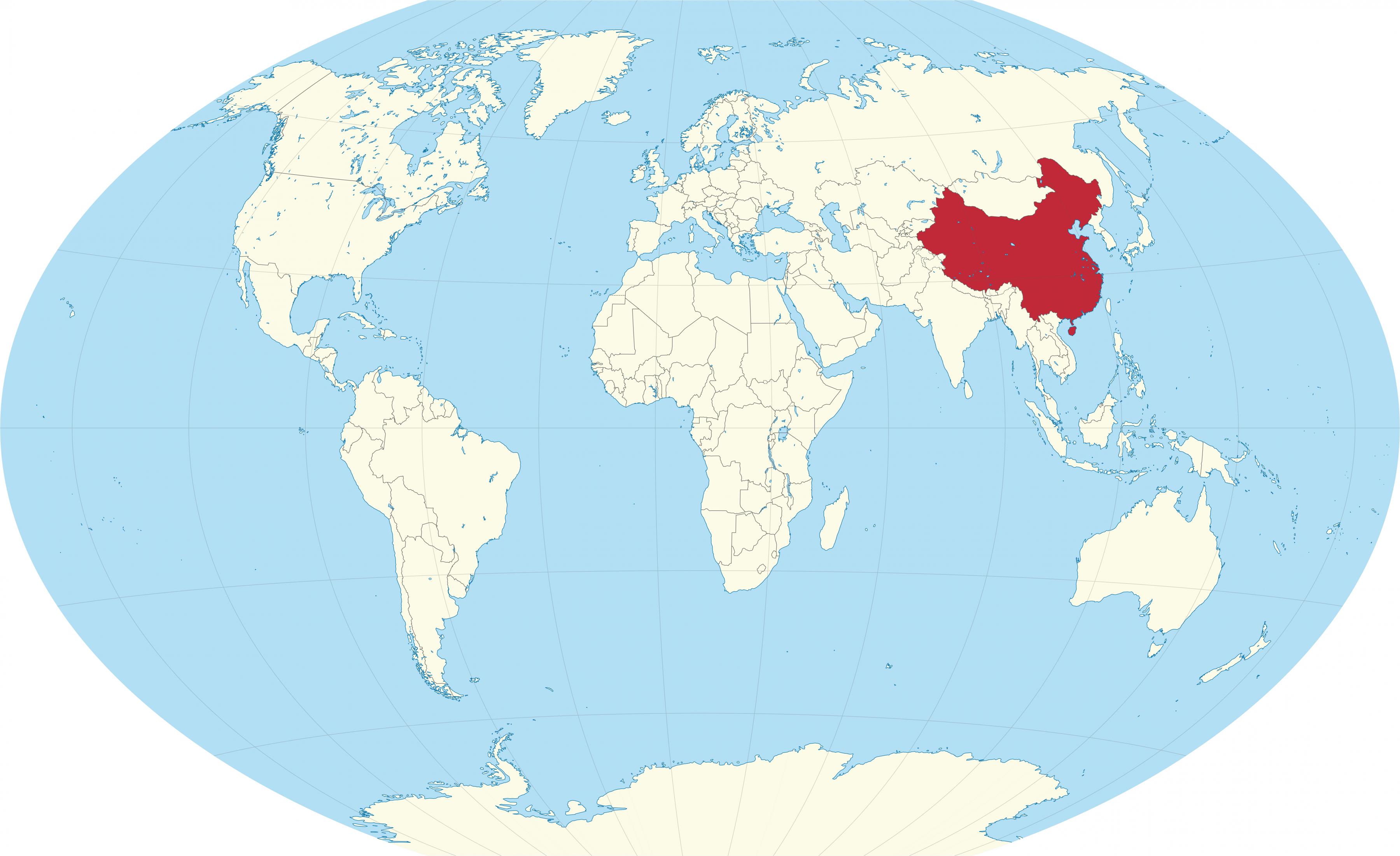 China On A Map Of The World