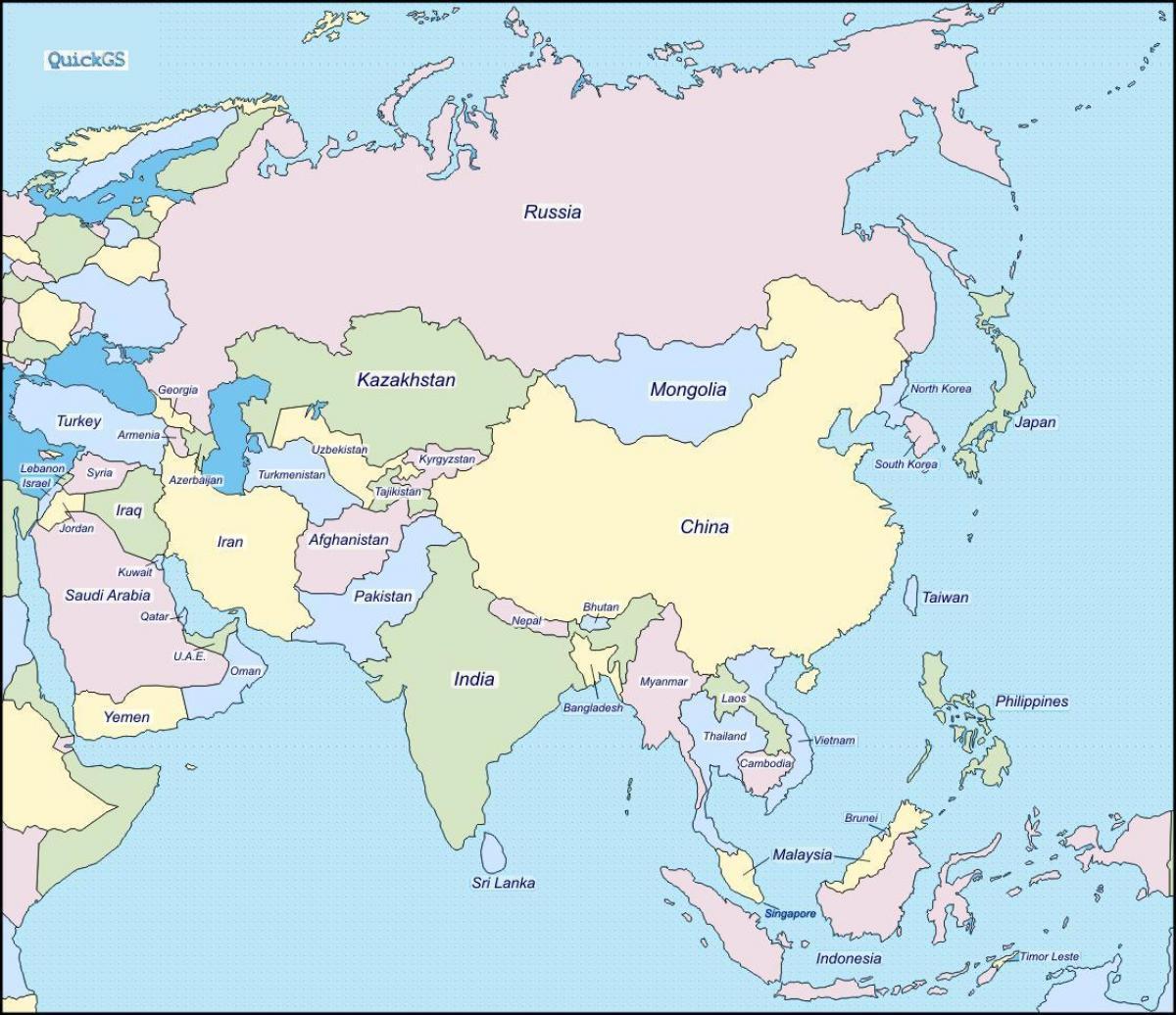 Map of China and bordering countries